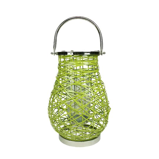 Decorative Woven Iron Pillar Candle Lantern By Northlight in Green | 16.25" x 10" | Michaels®